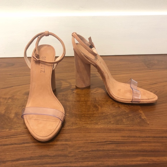 schutz geisy pvc block heel sandals